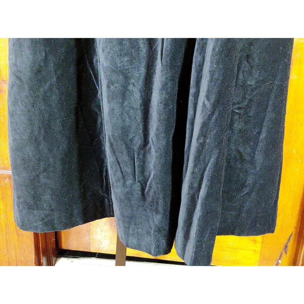 Newport News SP Petite Black Velvet Velour Double Breasted Maxi Trench Coat - Picture 7 of 11